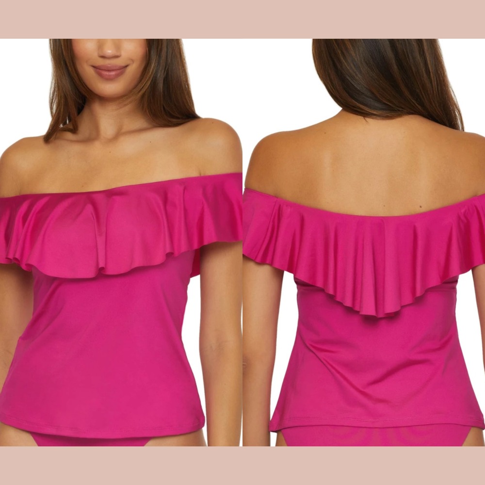 NWT $118 TRINA TURK [ 4‎ ] Monaco Off Shoulder Bandeau Tankini Top Sangria T1970